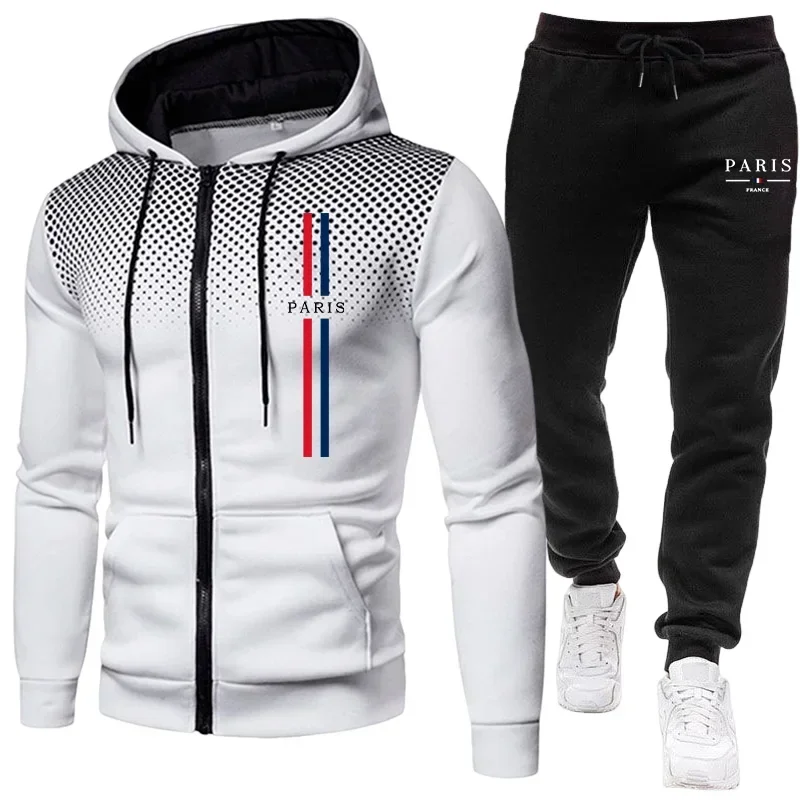 Men sports suit zipper jacket+pants two-piece set autumn winter casual daily necessities running clothes outdoor sports clothing view 3