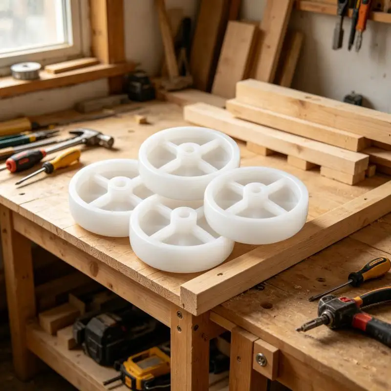 4 Ruedas Giratorias de Nylon Blancas de 75mm (3 Pulgadas) sin Rodamientos, de PP, para Reparación de Muebles y Mejoras del Hogar