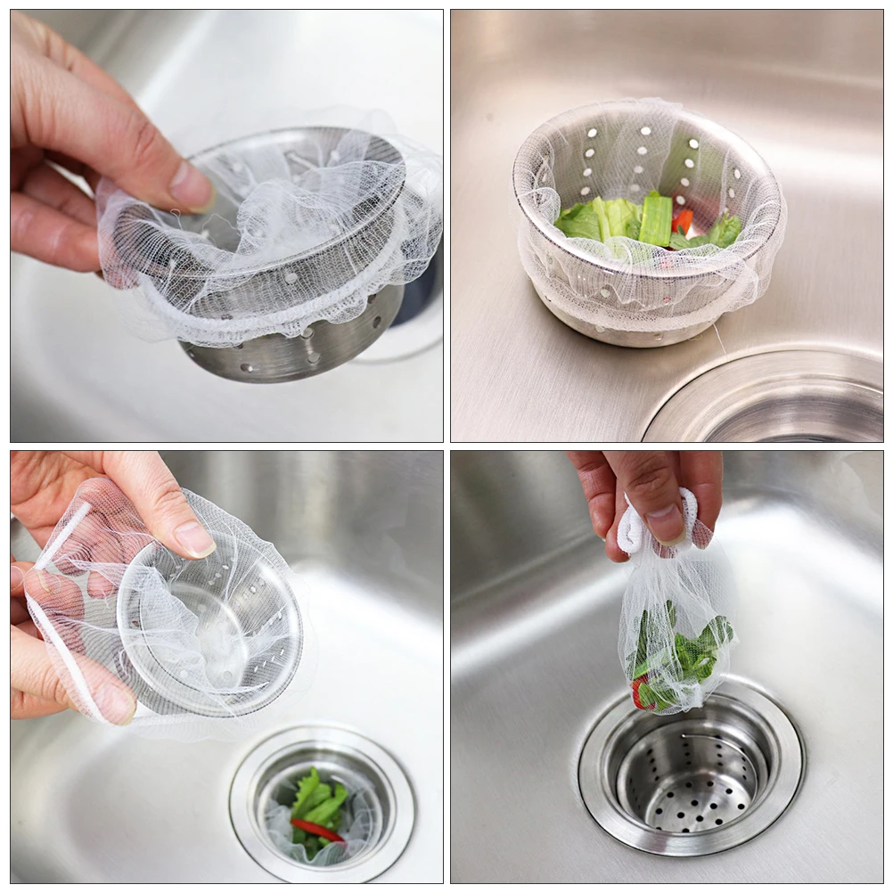 

300 Pcs Sink Strainer Mesh Bags Kitchen Washing Net Polyester Filter Drainage Nets Excellent Elastic Flexible Garbage