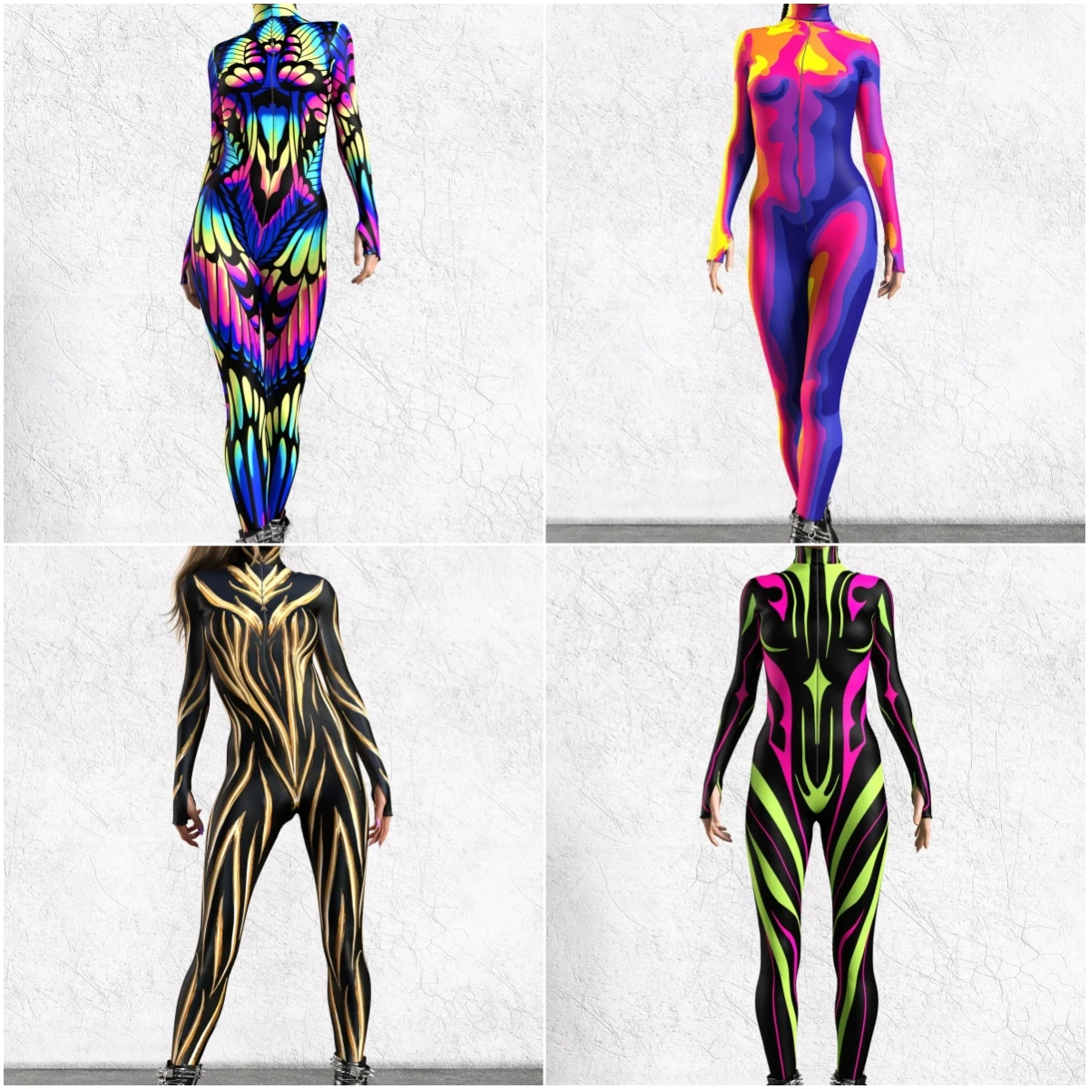 Jumpsuits Printing Punk Bodysuit Party Kids Women Sexy Romper Rainbow Skinny Costume Burnning Festival Outfit Catsuit