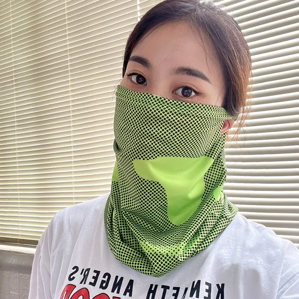 Semi Obscured Surface Ice Silk Face Cover Trendy Quick-drying Polyester UV Protection Scarf Driving Face Mask