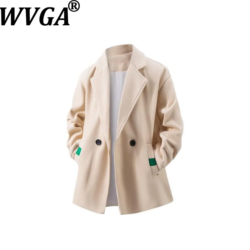 WVGA Autumn Winter New Men Double-breasted Blazer Niche Chic Casual Loose Fit Oversized Turn-Down Collar Woolen Coats Ins W27929