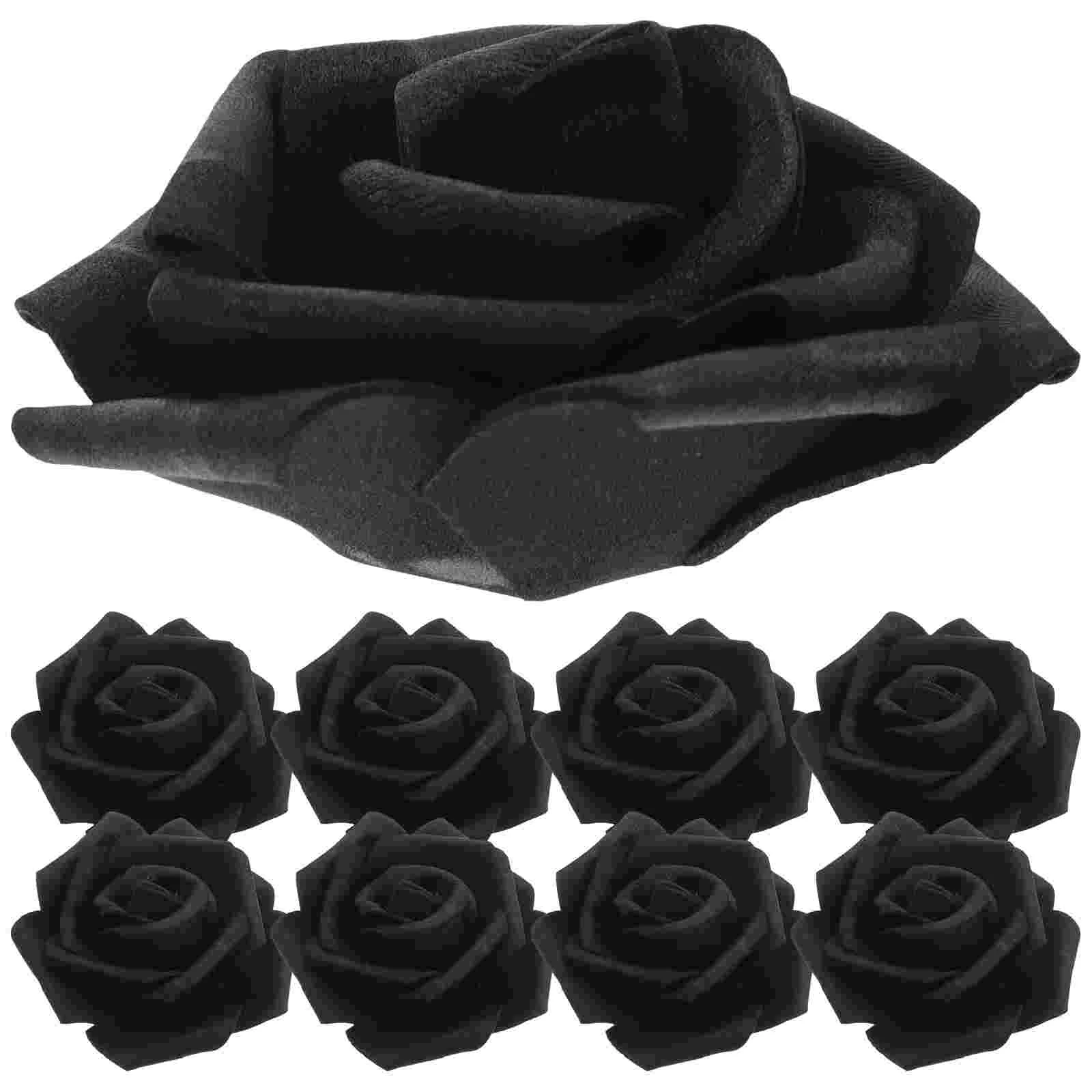 100 Pcs Fake Roses Artificial Light Pink Flowers Faux Head Wedding Black Bulk Bride