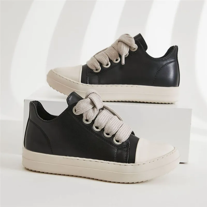

Women Round Toe Coarse Shoelaces Sneakers for Woman's High Toe Thick Bottom Zipper Lace-Up Casual Shoes Men Chaussure Femme 2025