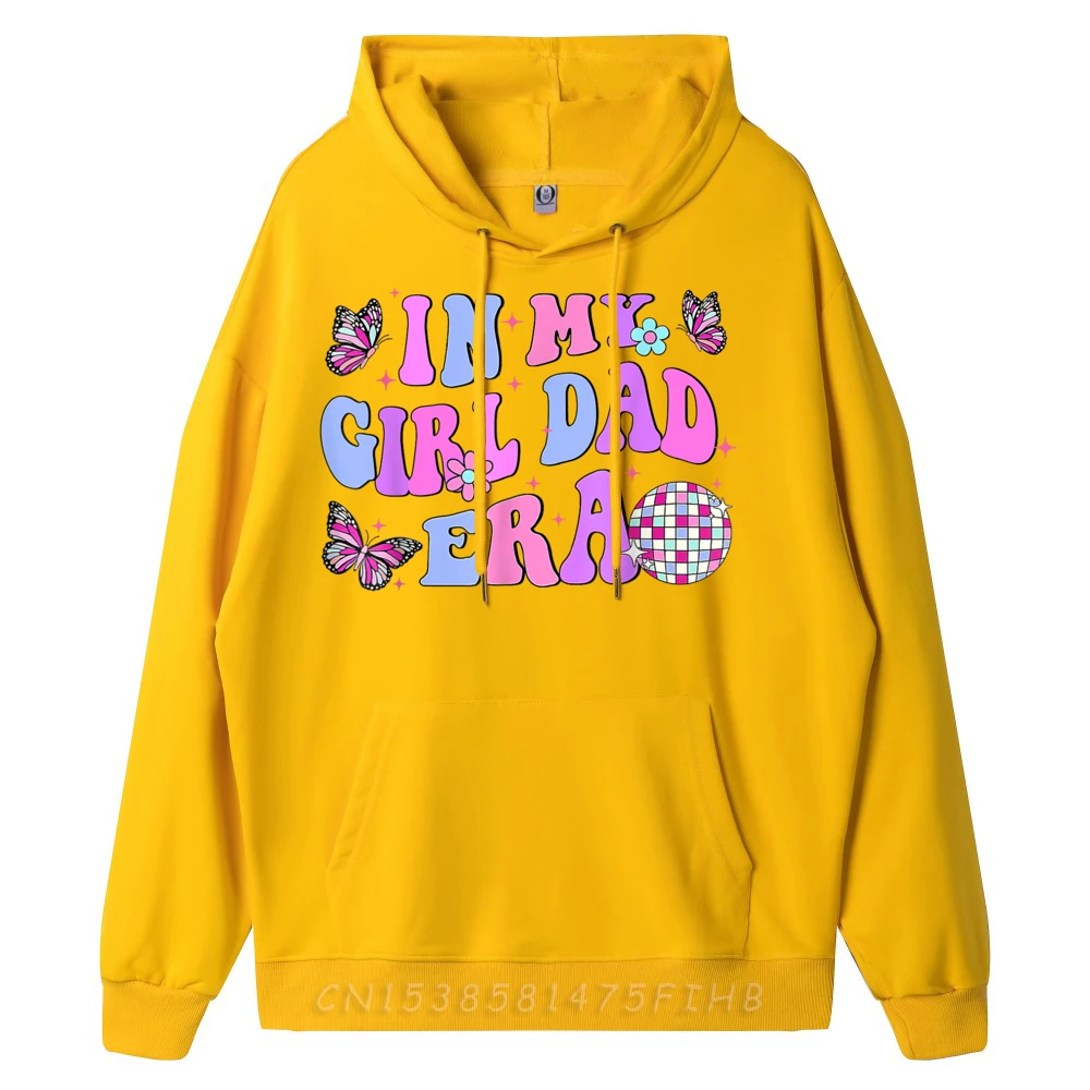 Groovy Retro In My Girl Dad Era Crew Neck Hoodies Printed Long Sleeve Casual Sweatshirt Hip Hop Graphic Hoodies