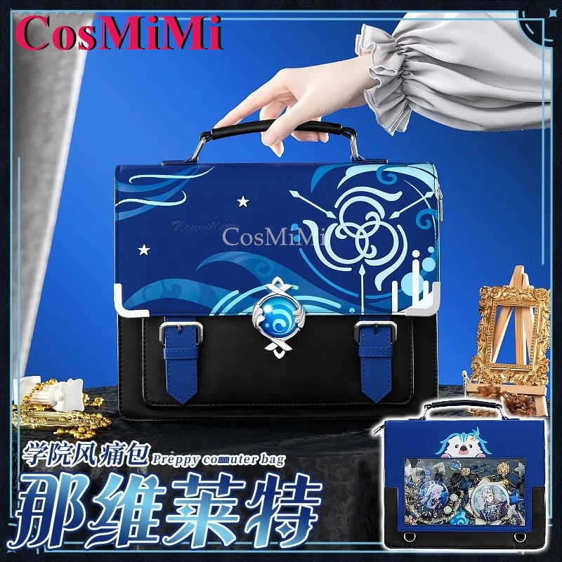 CosMiMi Game Genshin Impact Neuvillette Cosplay Theme Impression Pack Daily Preppy Commuter Backpack Messenger Bag Lovely Itabag