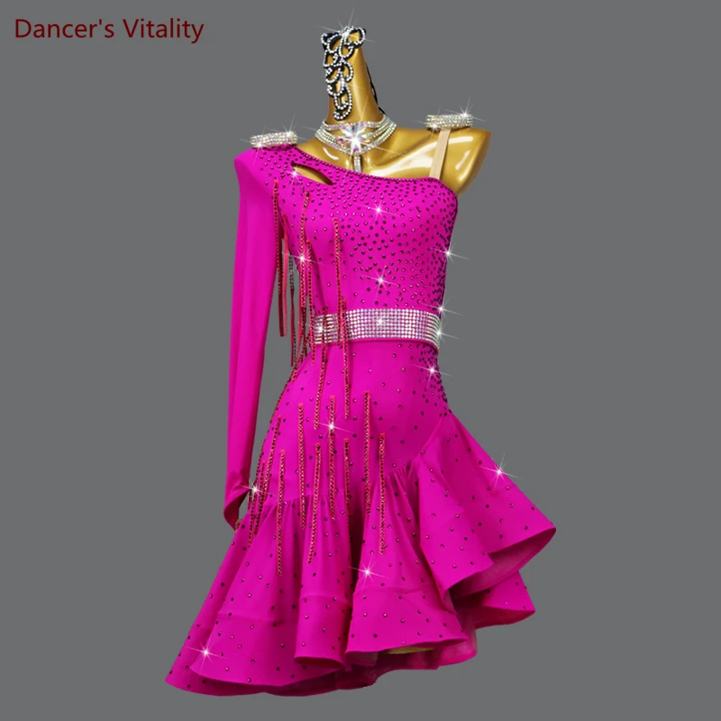 Latin Dance Professional Dress for Women Customized AB Stones Latin Dance Competition Dresses Kid\'s Alut Chid Chacha Clothes