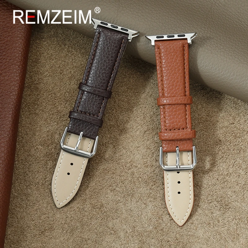 Damski Męski Pasek do Zegarka z Ekoskóry PU Zamiennik Paska do Apple Watch 49/46/45/44/42/41/40/38mm do Iwatch 1-10 SE Ultra 2