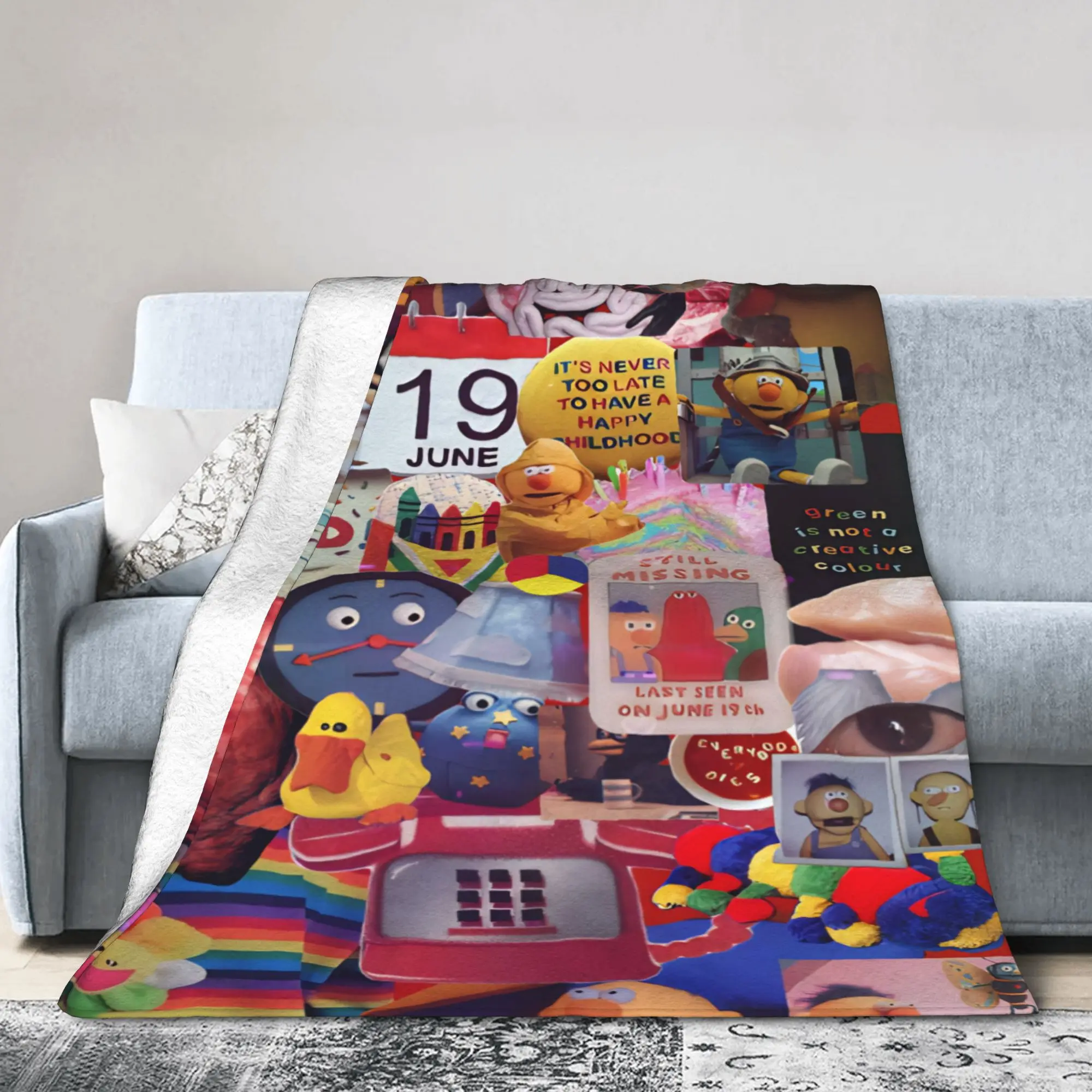Y2K Don't Hug Me I'm Scared Blanket Lightweight Thin Fleece  Cozy Throw Blankets Machine Washable