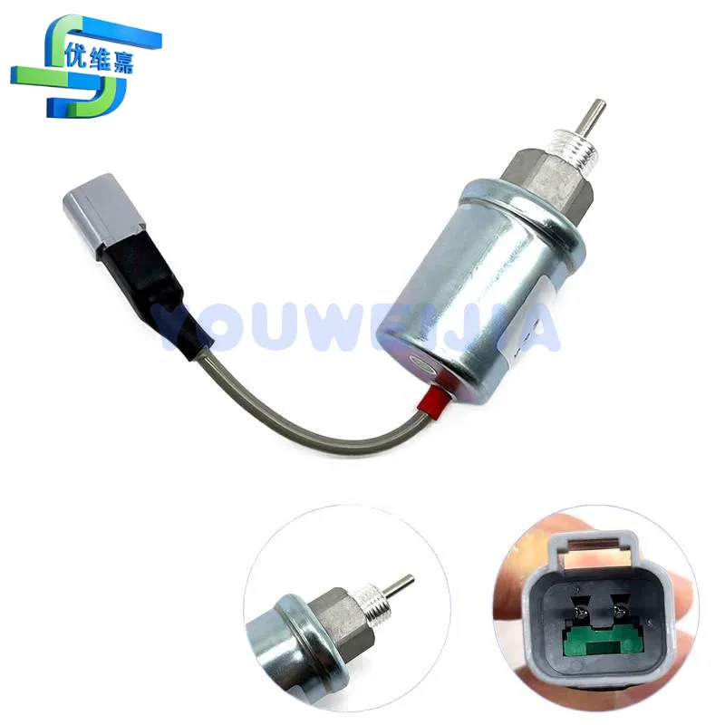 Fuel Shutoff Solenoid for Caterpillar Engine, U85206452, 185206452, U85206520, 3011C, 3013, Perkins 402D, 403C, 12V DC