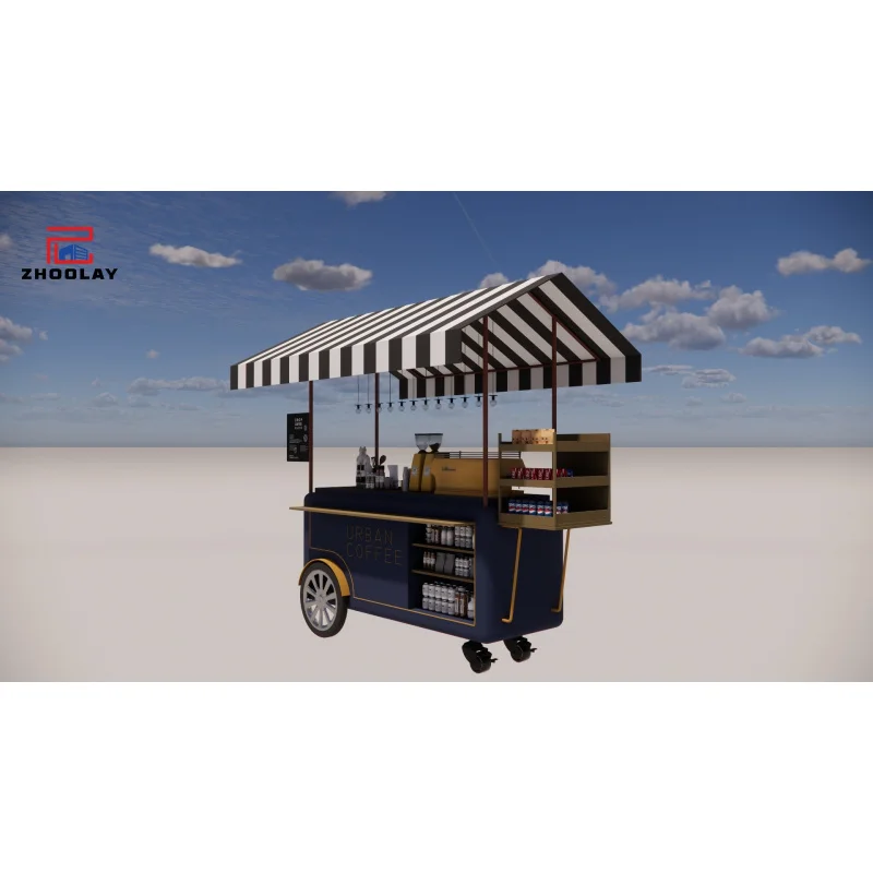 عربة مخصصة على عجلات عربة قهوة حديدية معدنية خارج الباب كشك تقف عربة اليد المتنقلة للطعام #4