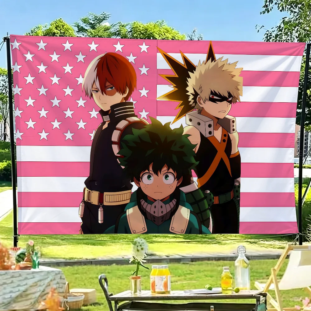 Anime My H-Hero A-Academias-S Flagge für Gartenparty, Wohnzimmer, Zuhause, Wanddekoration, Banner, Schlafzimmer, Outdoor-Wandteppich – Detail 7