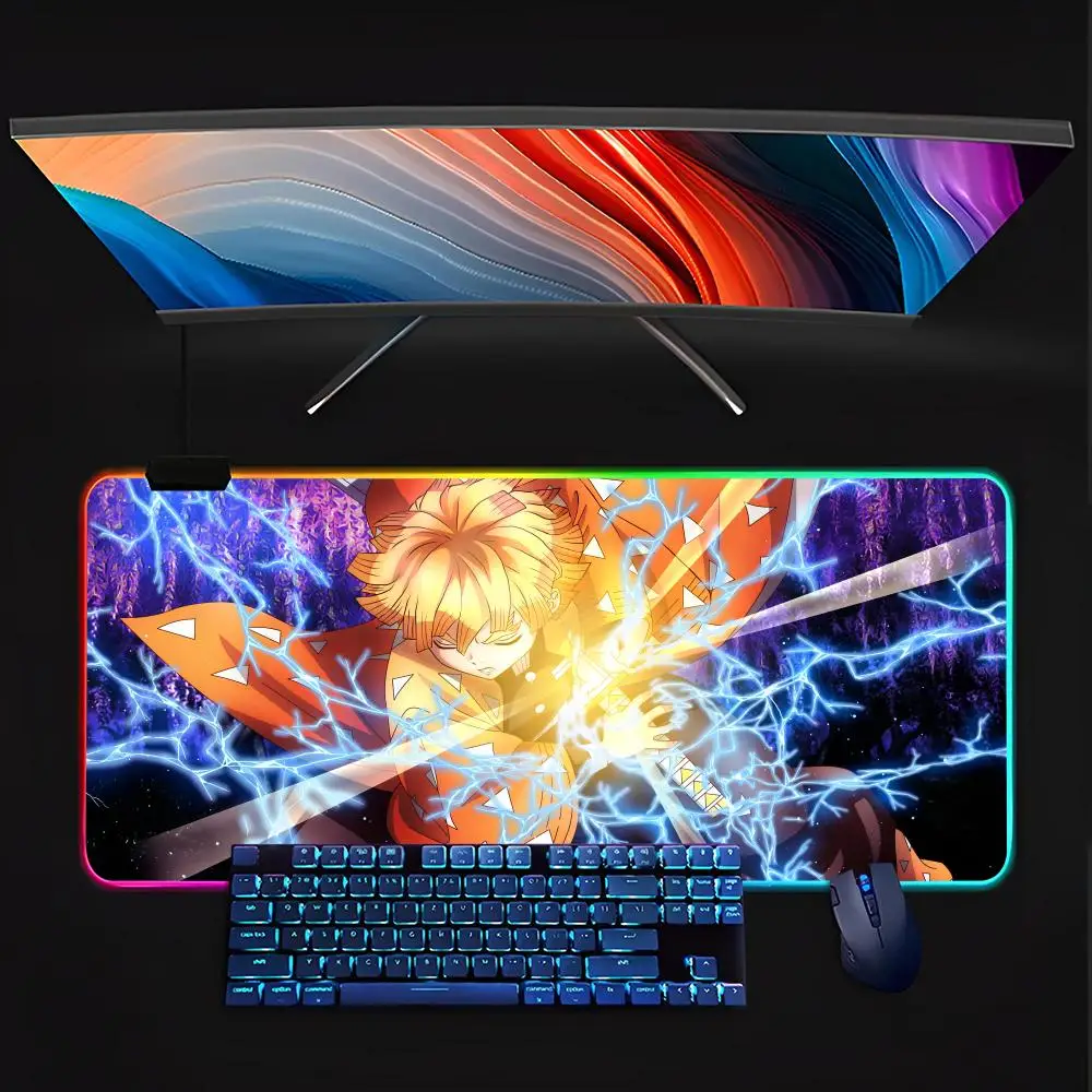 

Zenitsu Agatsuma Mouse Pad Keyboard LED RGB Pc Gamer Glowing Rubber mause pad Cute Cartoon Gaming Computer Boys Girls Friends H
