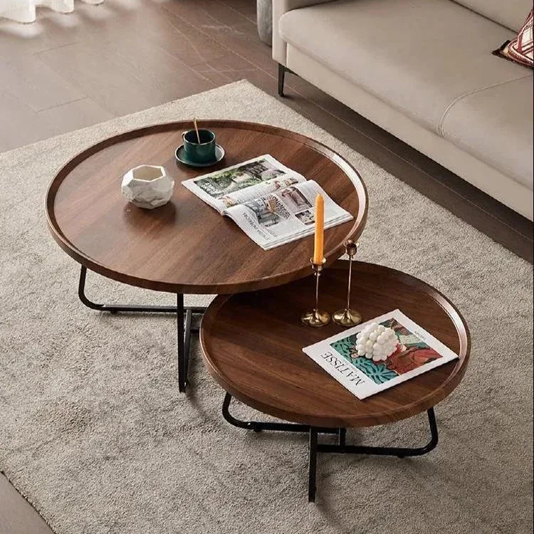 living room round coffee table modern apartment multifunction coffee table set wood