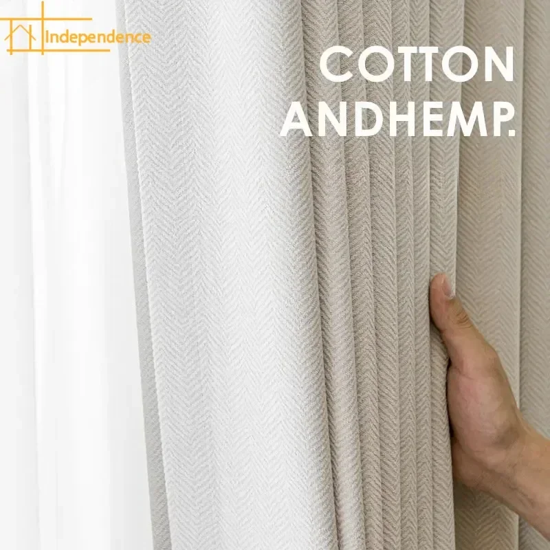 

Japanese Style Curtains for Living Dining Room Bedroom Light Luxury Chenille Cream Color Window Custom Fabric Curtain Tulle