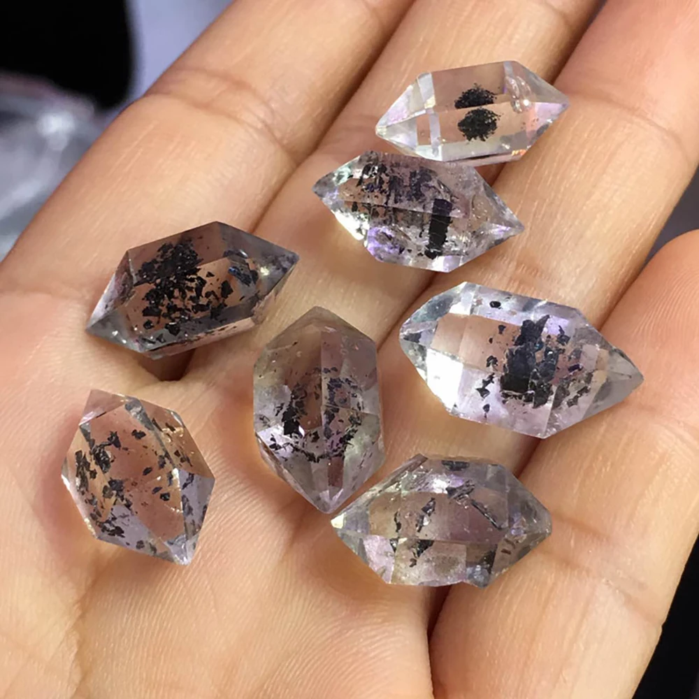 5pcs Natural Herkimer Diamond Quartz Crystal - Raw Irregular Shaped Stone for Reiki Healing and Home Decor Collectible Stones view 5