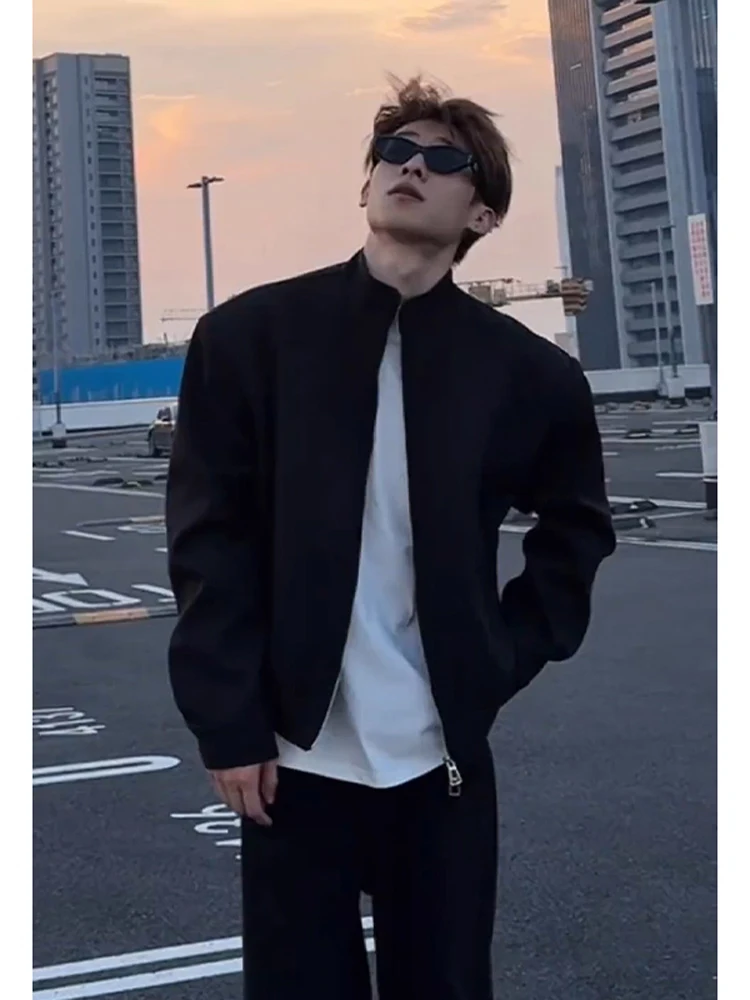 

Cleanfit Men's oulder Padded Jaet ort Wide Spring Autumn Stand Collar Baseball Sle Unique Design Zipper Closure ...