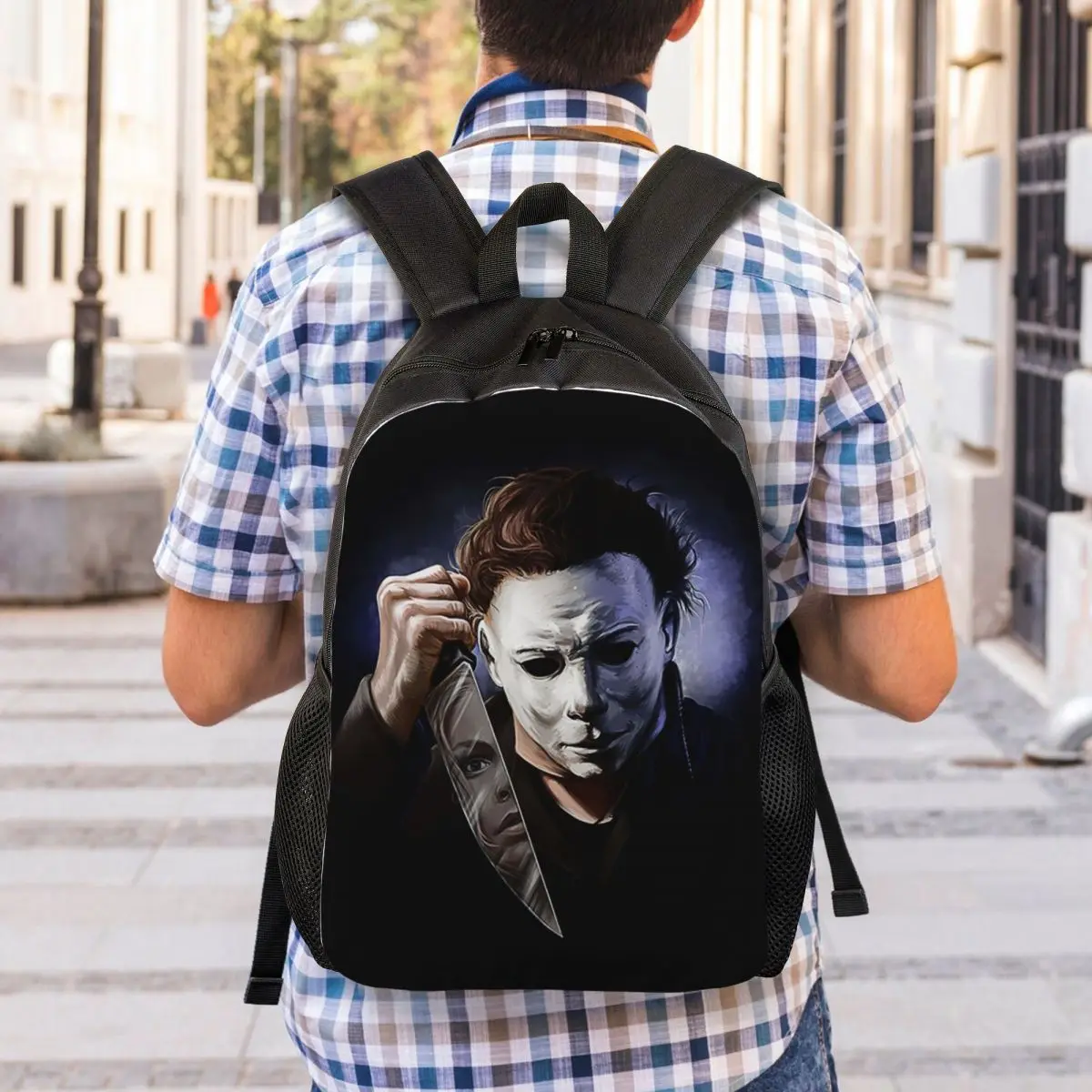 Custom Michael Myers Halloween Killer Travel Backpack School Computer Bookbag Horror Movie College Student Daypack Bags