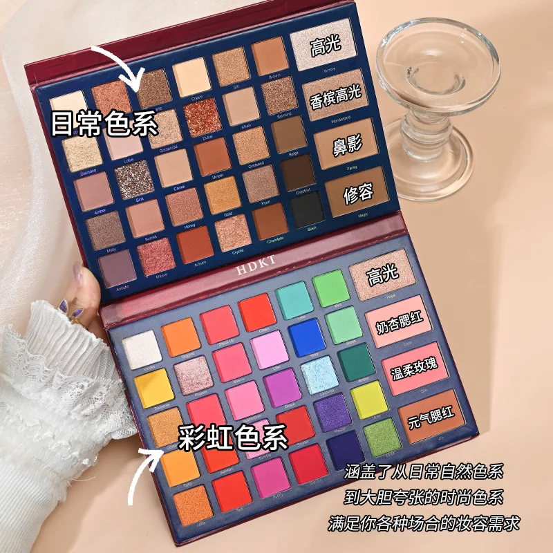 Palette di ombretti rossi a 68 griglie Glitter viola Ombretto opaco perlescente Shimmer Trucco Cosmetici per occhi di bellezza per donna a lunga durata