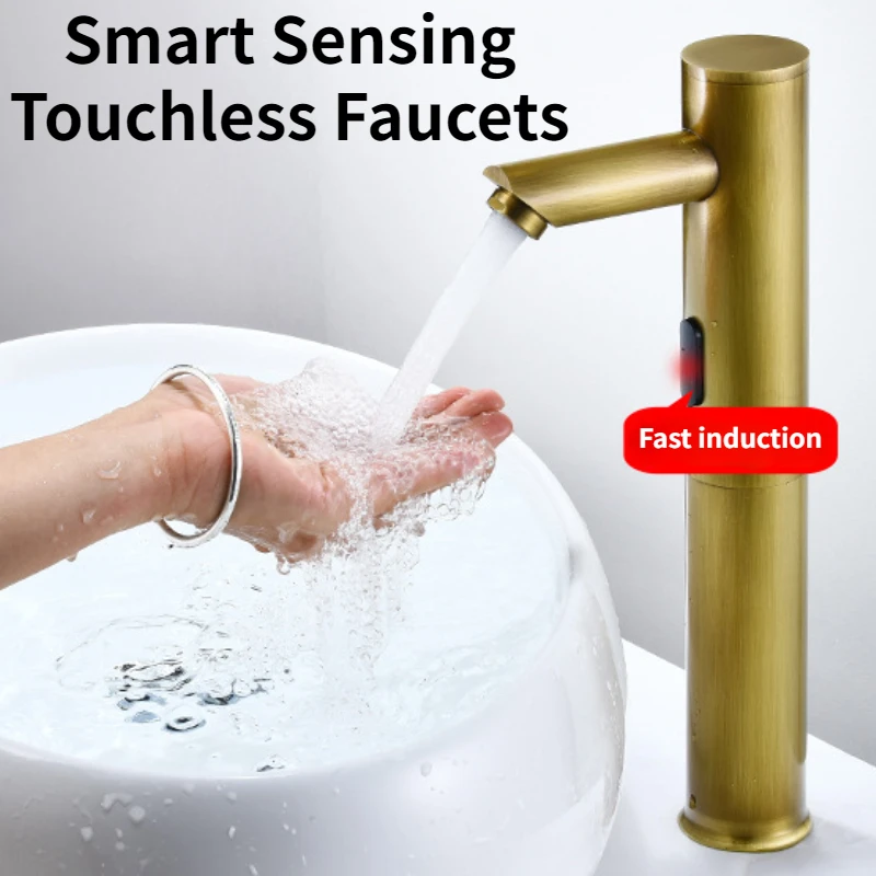 Antique High Tech Sensor Faucet Touchless Bathroom Basin Faucet Infrared Vanity Auto Faucet Smart Sensor Kitchen Sink Mixer Tap