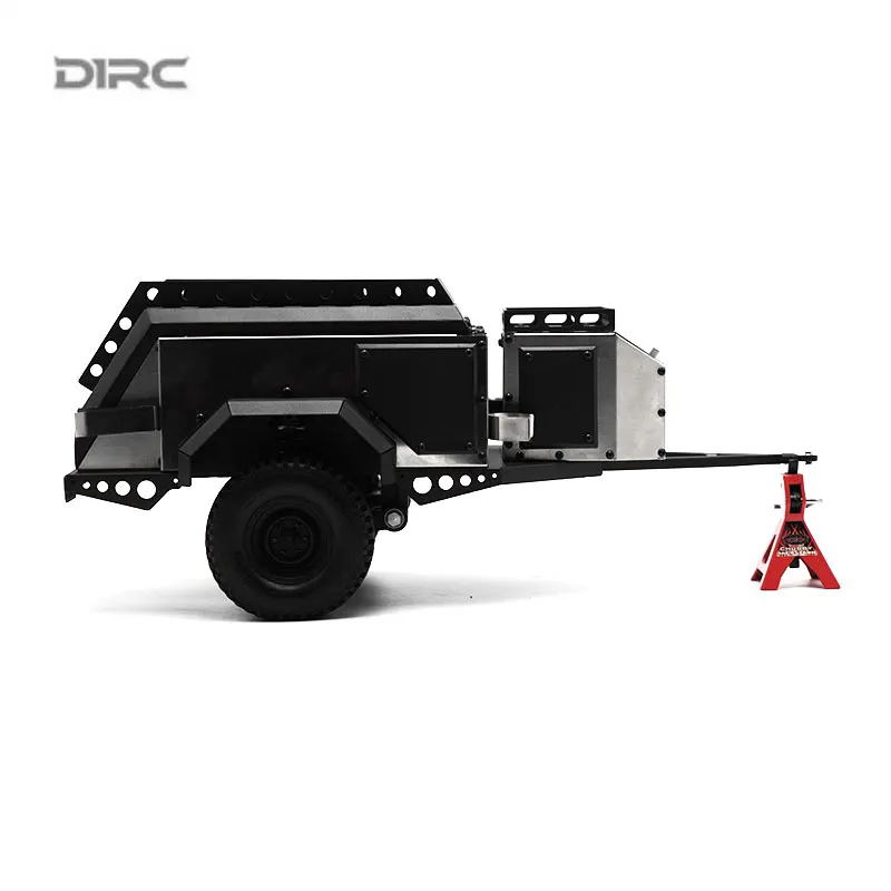 D1RC 1:10 simulierter Camping-Anhänger, Wohnmobil-Anhänger, Schleppeimer aus Metall für Kletterfahrzeuge, unabhängige Federung