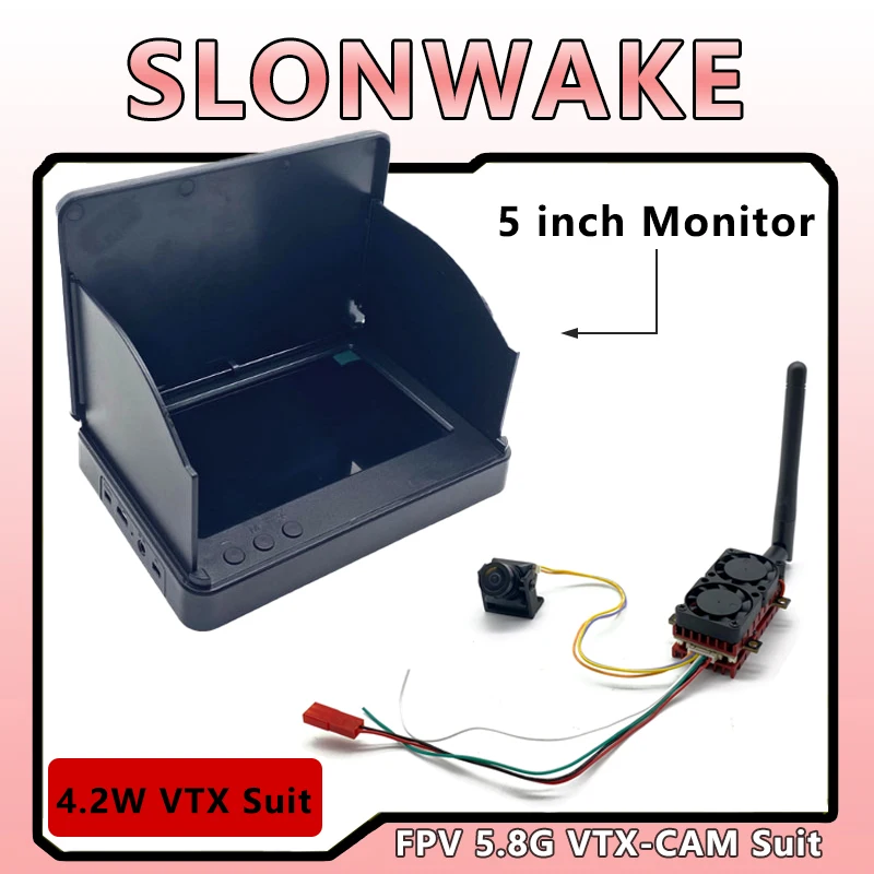 

Регулируемый передатчик SLONWAKE LongRange 5.8G 48CH, пусковая установка VTX мощностью 4,2 Вт и камера fpv 1800TVL с 4,3-дюймовым монитором fpv для RC