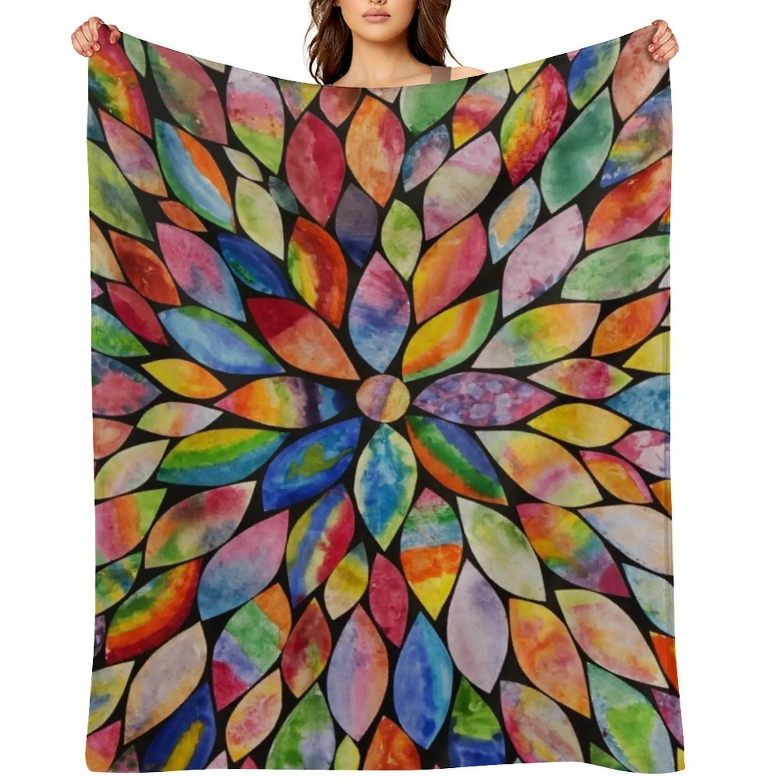 عرض فني HHPS، فئة 2C، ألوان مائية: بطانية رمي الزهور المزهرة، بطانيات رمي أريكة سرير من الفلانيل #1