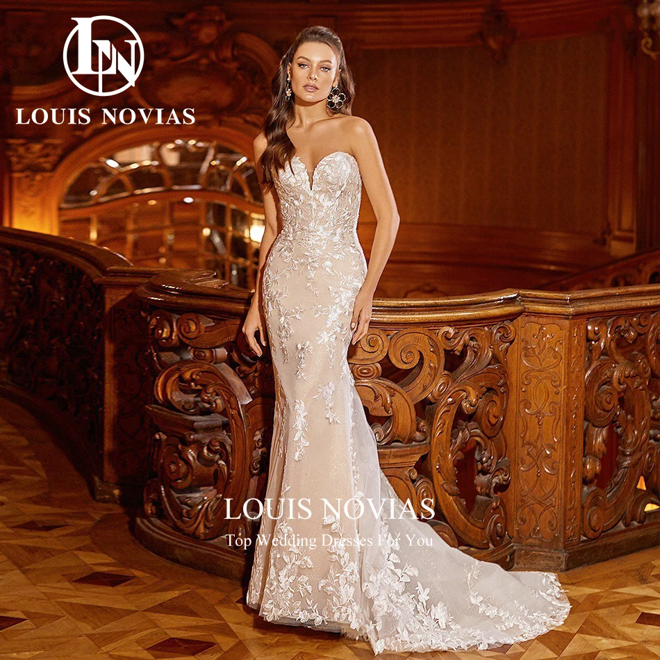 LOUIS NOVIAS Mermaid Sleeveless Wedding Dresses For Women 2023 New Sweetheart Embroidery Button Wedding Gown Vestidos De Novia