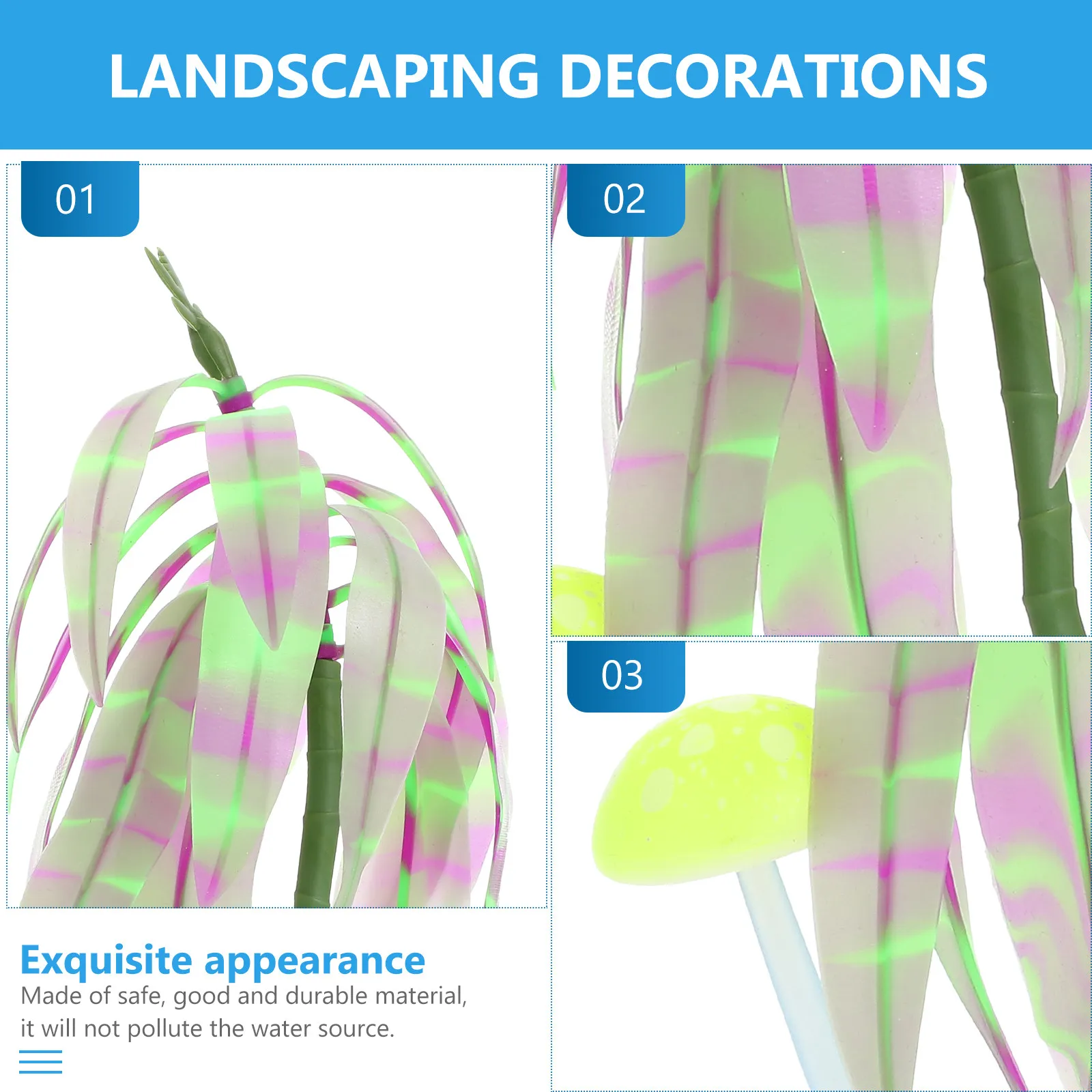Decorative Aquarium Grass Ornament Safe Non-Toxic Realistic Simulation Water Plant for Fish Tank Decoration Natural Habitat