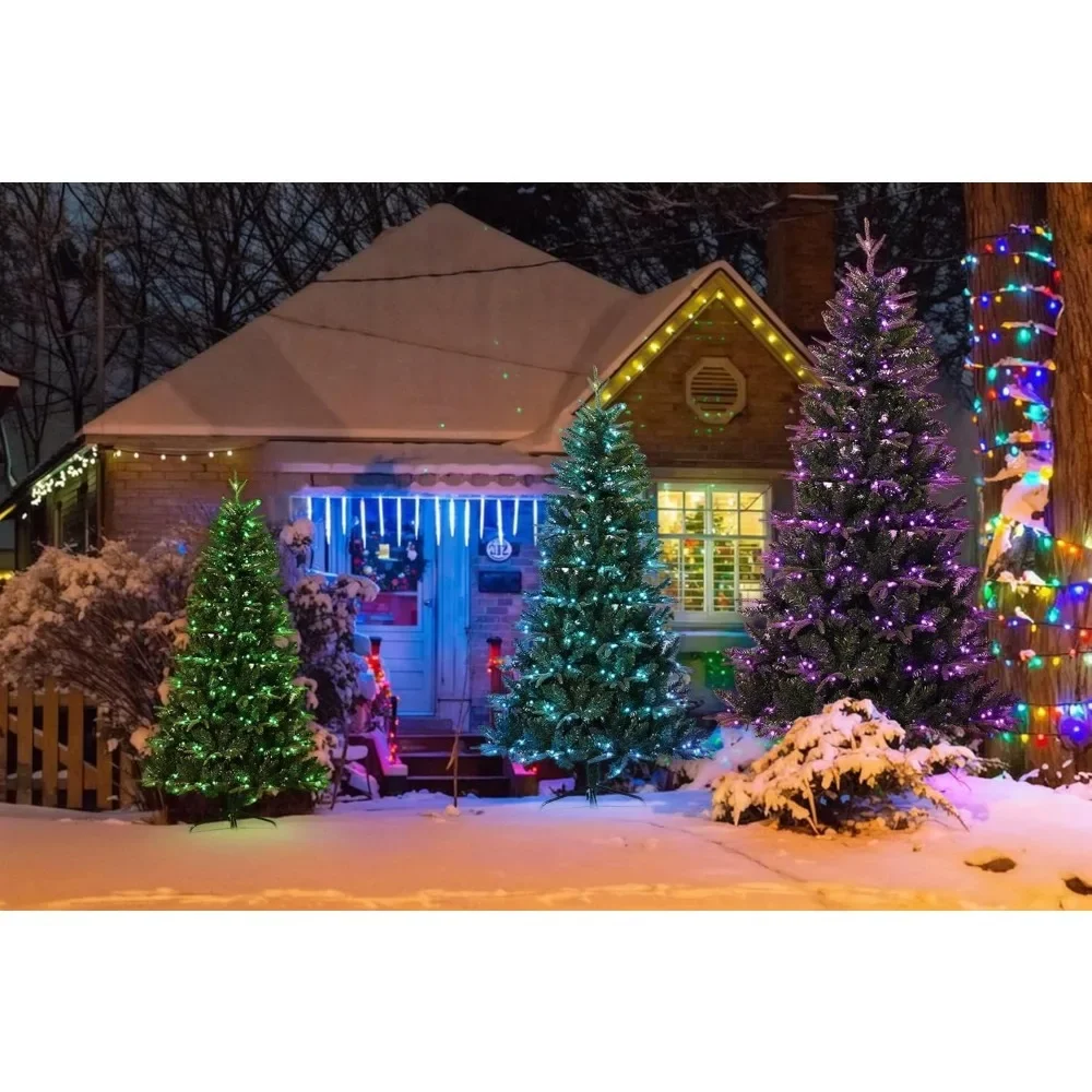 6Ft Prelit Spruce Artificial Holiday Christmas Tree 251 RGB LED Light APP & Remote Control for Party Xmas Decoration.