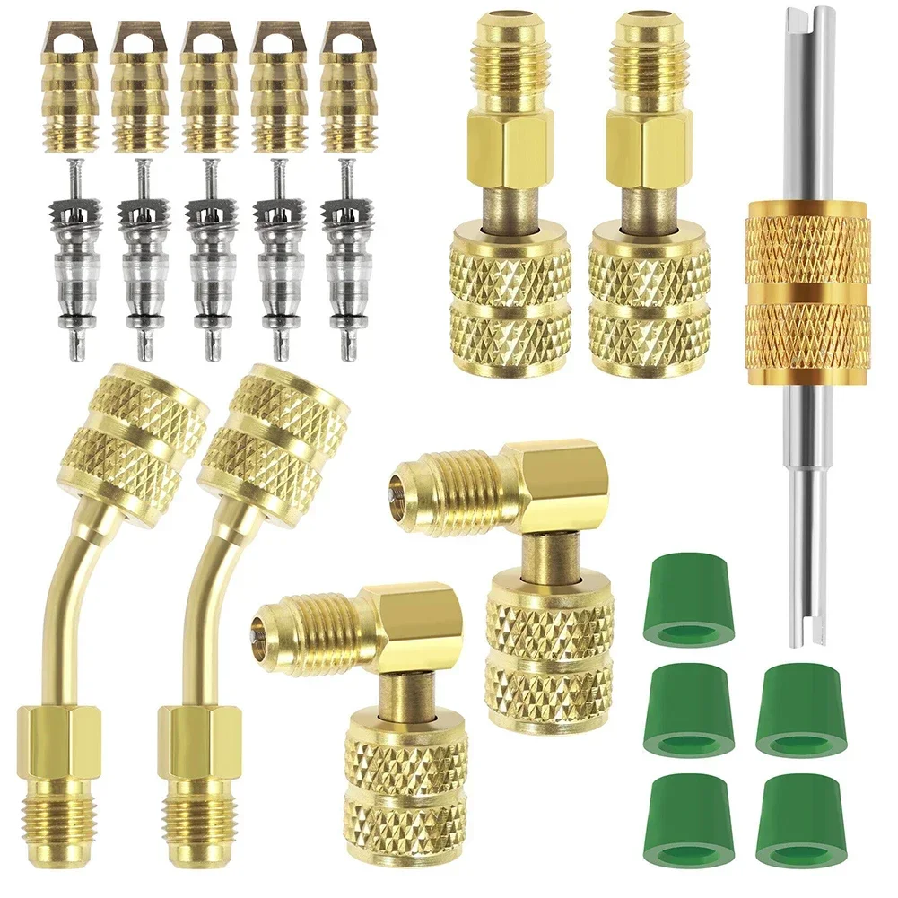 

1 Set R410 Adapter Kit Mini Split Adapter 1/4SAE To 5/16SAE Refrigerantion Hose Connector Metal AD30B AD30C AD30D R12 Spool