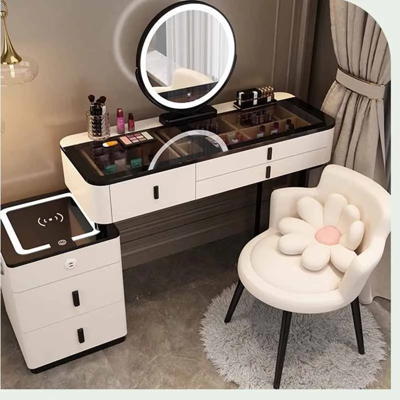 Cute Women Dressing Table Modern Drawer White Makeup Dressing Table Mirror Light Tocador De Maquillaje Mueble Furniture Bedroom