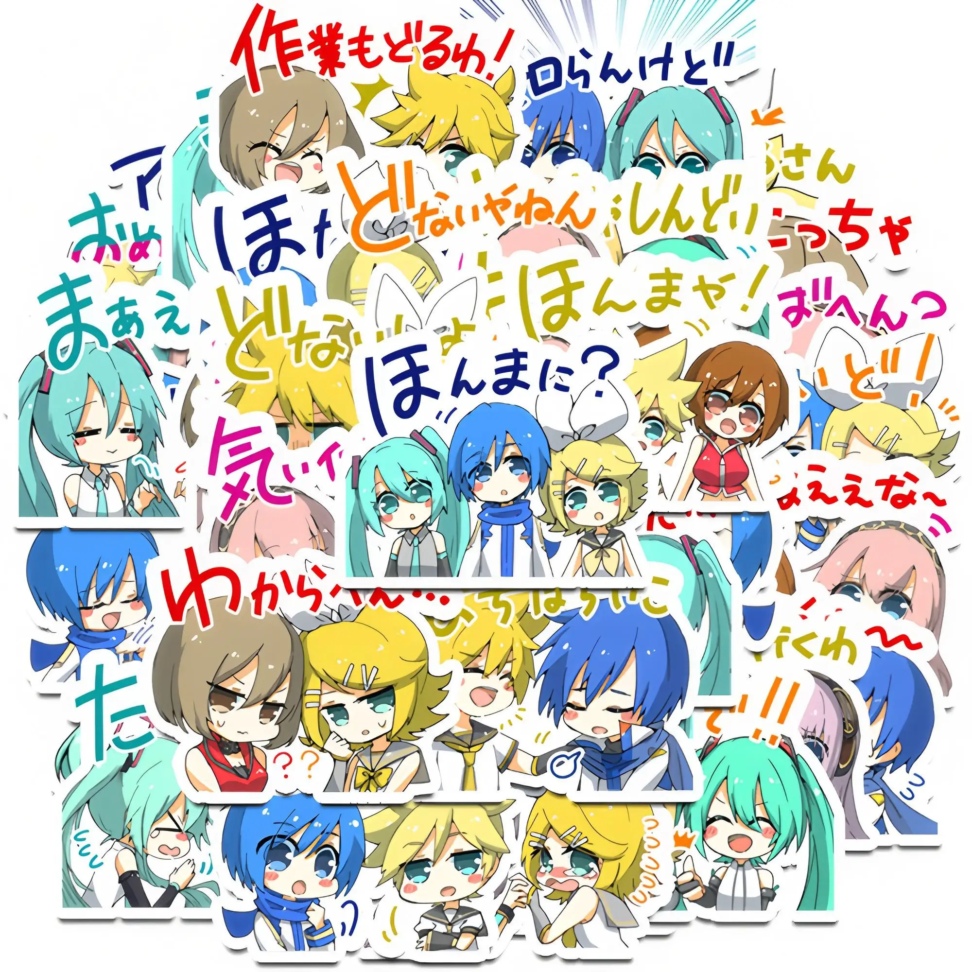 40Pcs/set Anime Hatsune Miku Rin Len KAITO Luka kawaii Figure Waterproof sticker model toys DIY Hand account stickers Gifts
