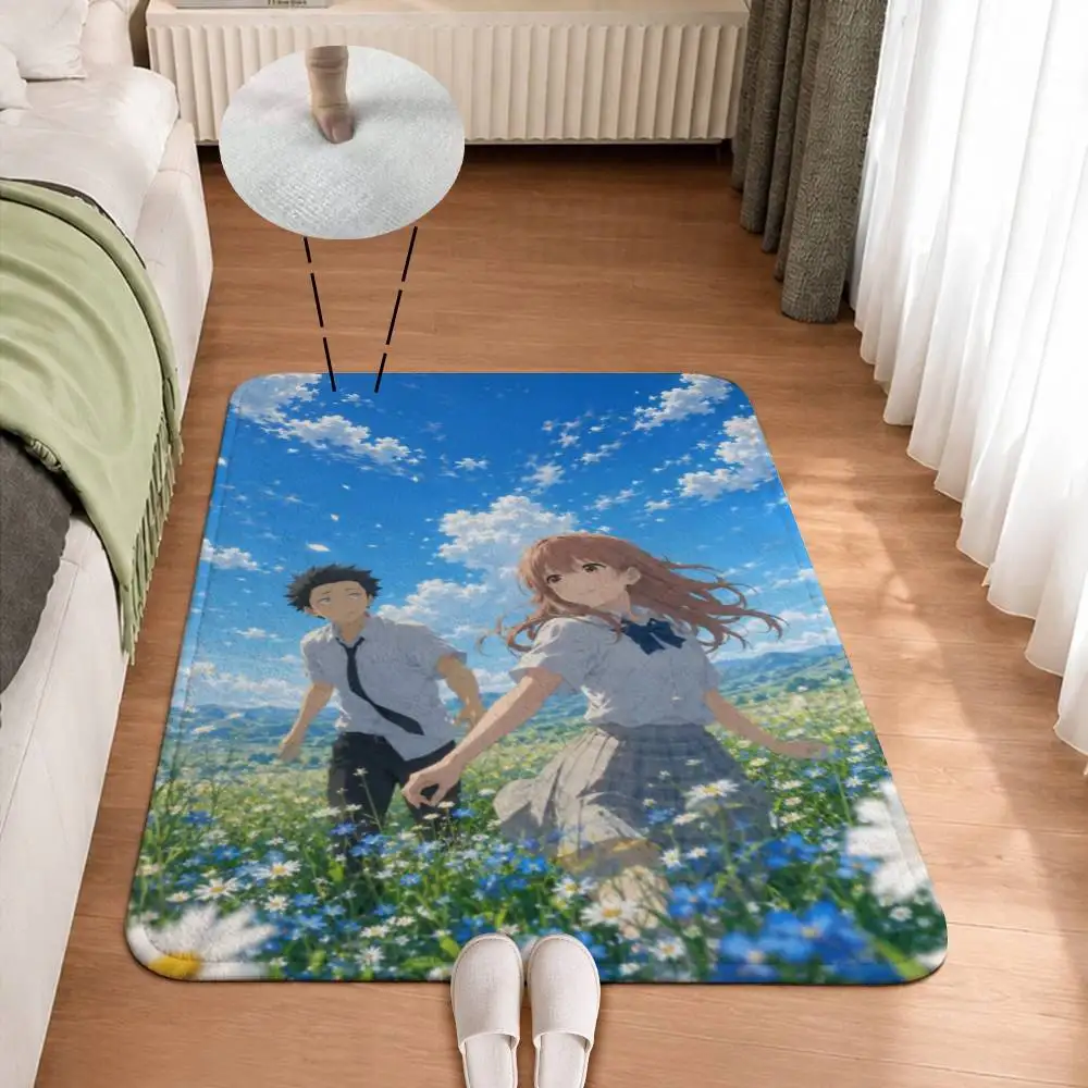 Romantic Anime A S-Silent Voice Home Decor Short Plush Floor Mat, Non-Slip & Easy to Clean for Multi Doorways