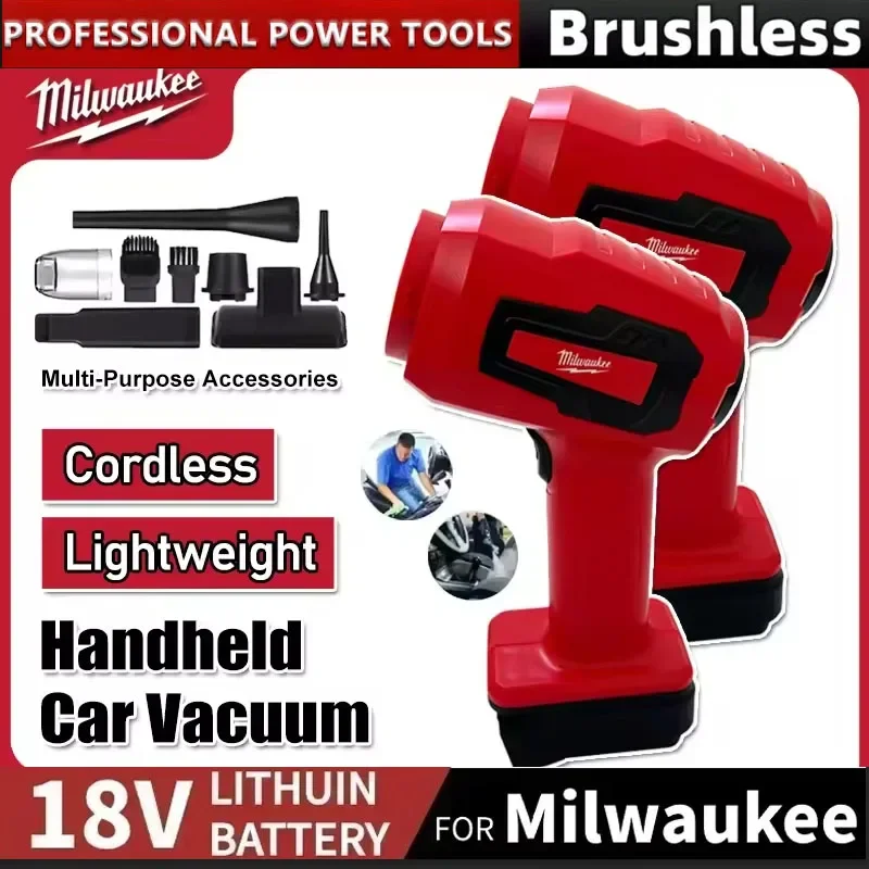 

Milwaukee Portable Rechargeable Handheld Vacuum Cleaner 120W 3-in-1 Electric Vacuum for Home And Car Use with 18V Li-ion Battery
