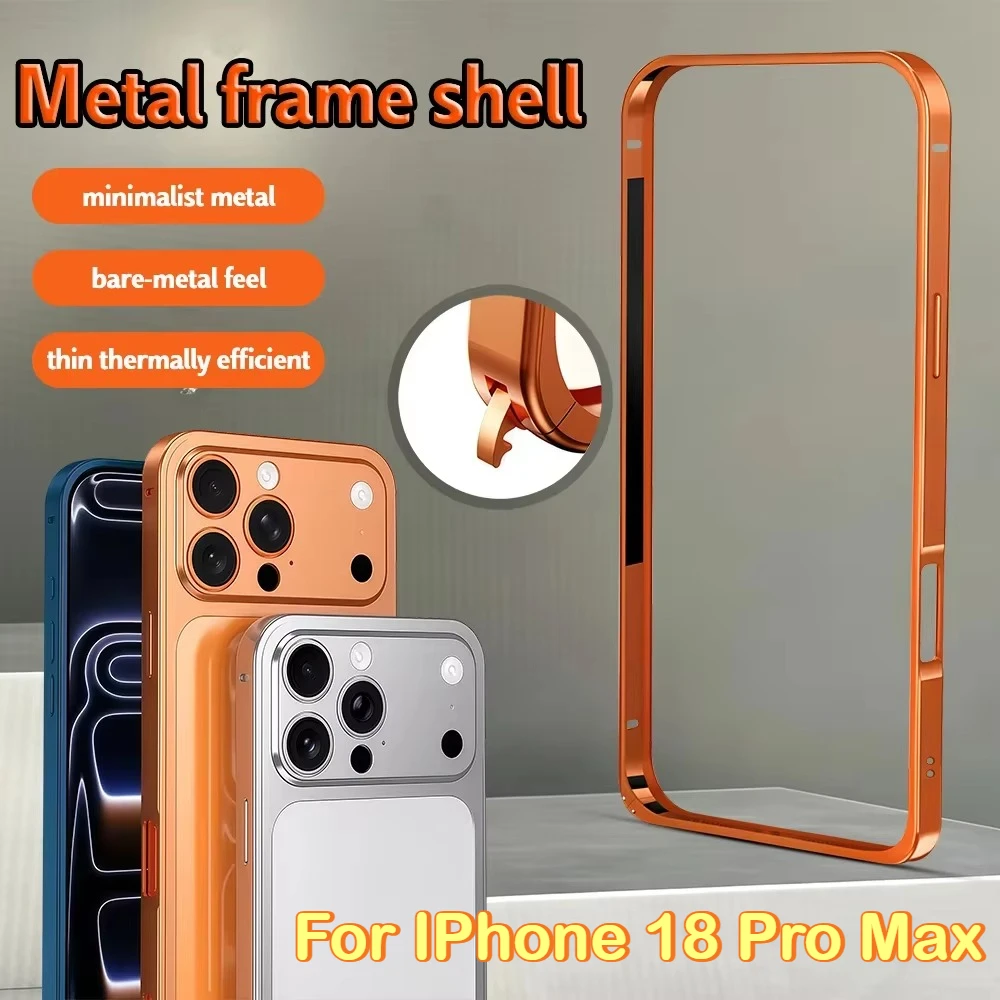 Capa de Telefone em Liga de Alumínio com Dissipação de Calor para iPhone 18 Pro Max 17 16 15 14 13 12, Capa Protetora com Estrutura Metálica à Prova de Choque