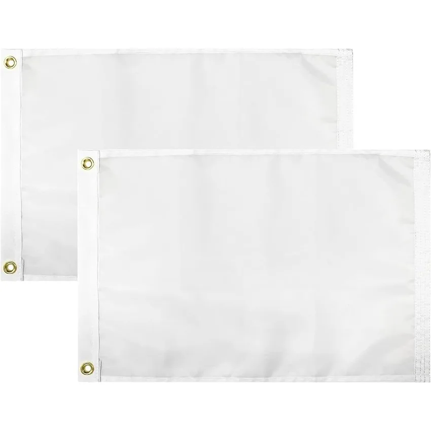 Blank White Flag 12x18in 2pcs Nylon DIY Banner Heavy Duty Plain Flag for Custom Printing Painting Craft Decoration