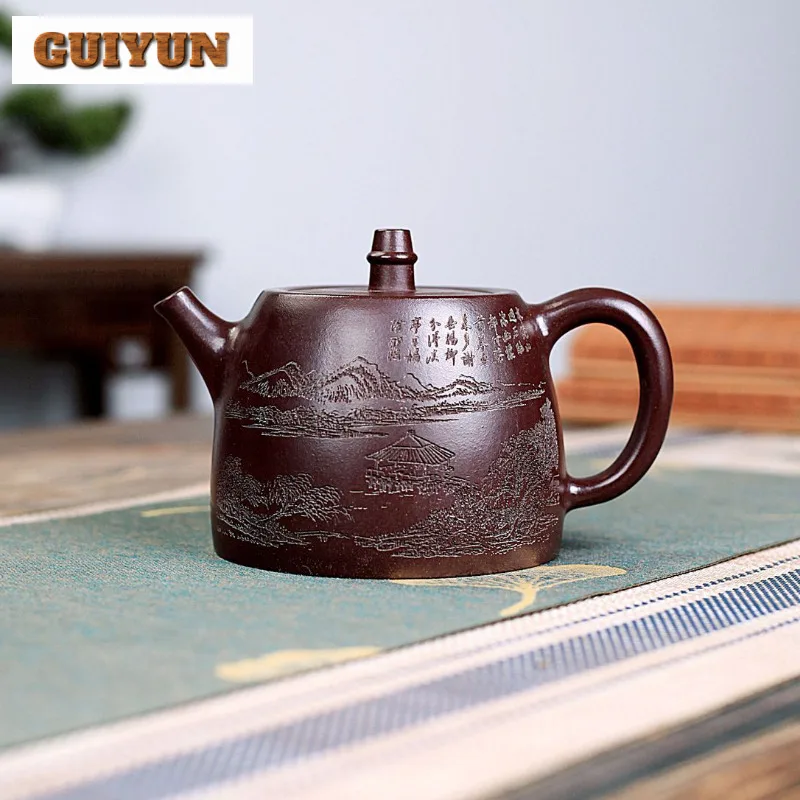 

400 мл Старинные Исинские фиолетовые глиняные чайники Famous Master Handmade Han Duo Pot Сырой рудный фиолетовый грязевой чайник Чайник Zisha Чайный сервиз