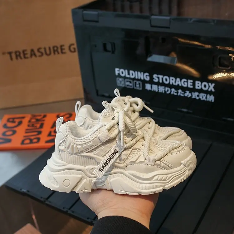 

Spring 2025 New Children's Sneakers Breathable Mesh Surface Versatile Students Shoes Boys Running Shoes Women's Casual Shoes