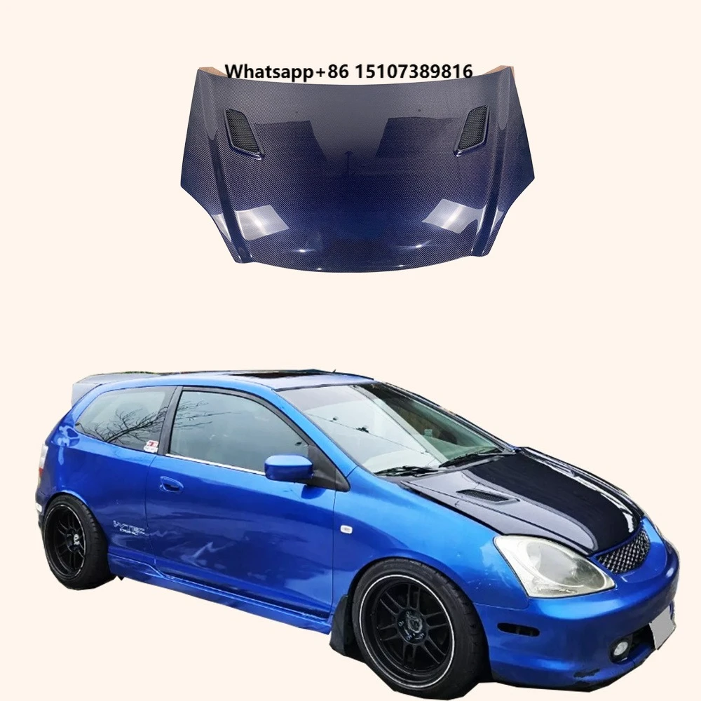 For EP3 2001-2005 Civic MU Style Blue Vented Carbon Fiber Hood Bonnet Body Kits