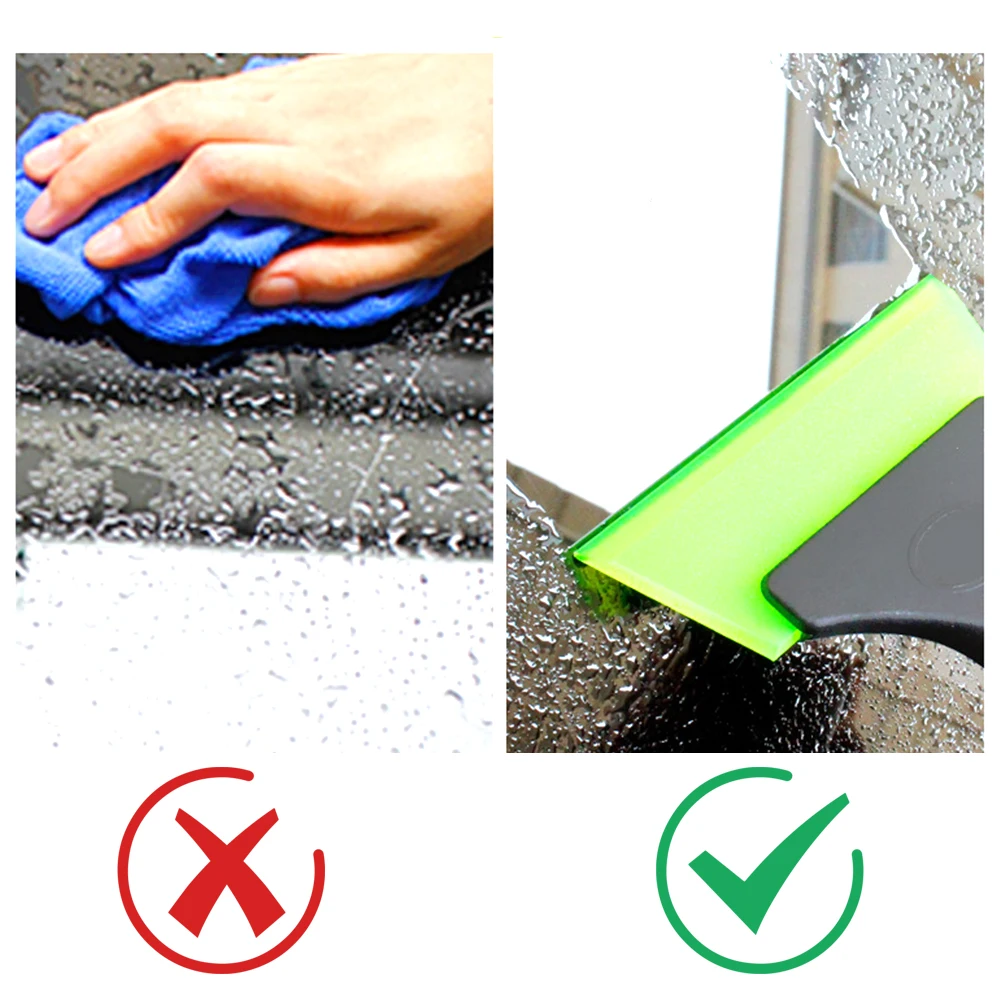 1Pcs 2 In1 Car Window Film Scraper Cleaning Squeegee Plastic Tendon Film Scraper Cleaning Tool Glass Soft Scraper With Handle