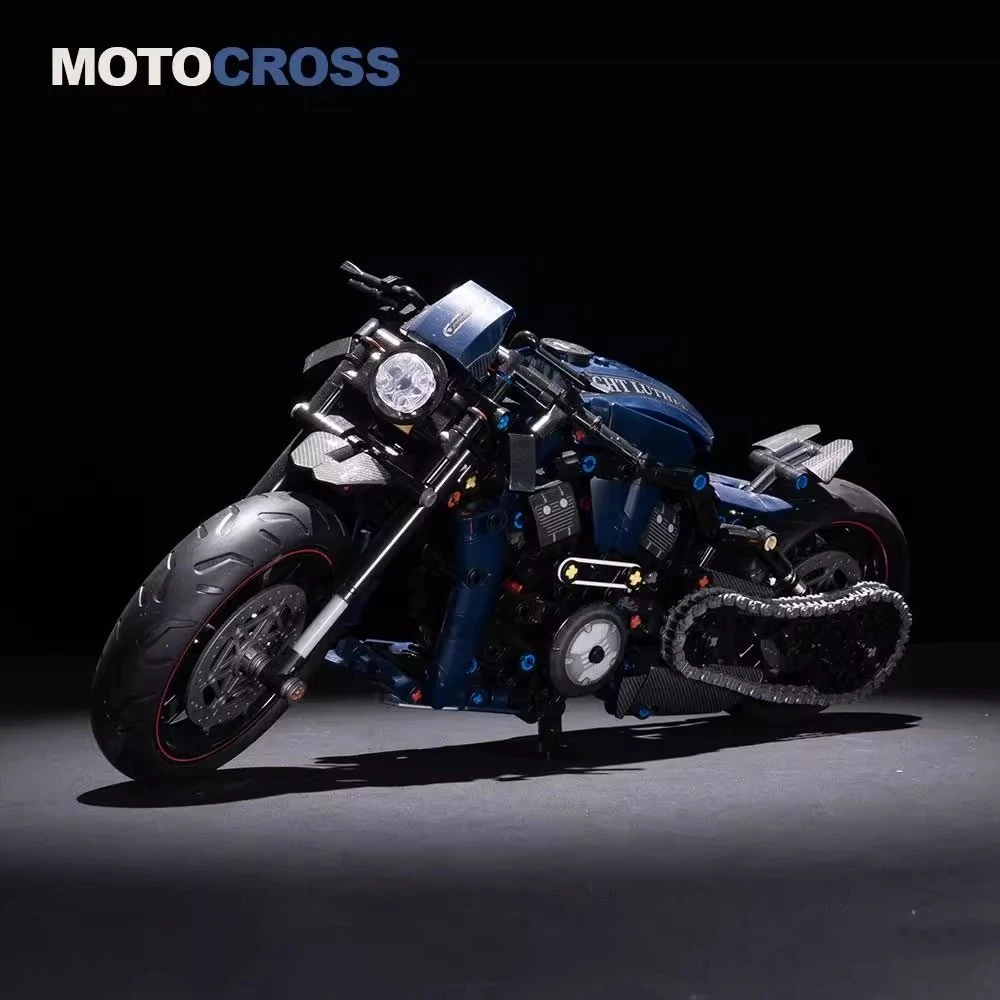 ตัวต่อรถมอเตอร์ไซค์ไนท์เรเซอร์ 623 ชิ้น ชุดตัวต่อ MOC แบบ 1:8 ของขวัญคริสต์มาสสำหรับเด็กผู้ชาย เด็กๆ ของเล่น