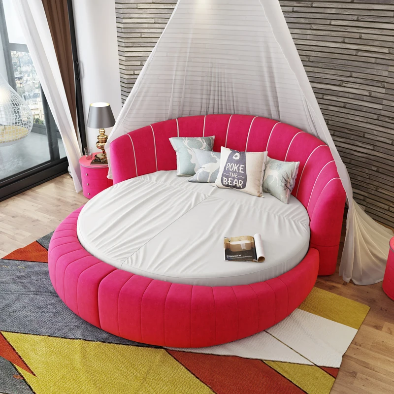 Cloth bed round bed fun theme hotel big round fashion luxury modern simple double princess bedroom wedding bed