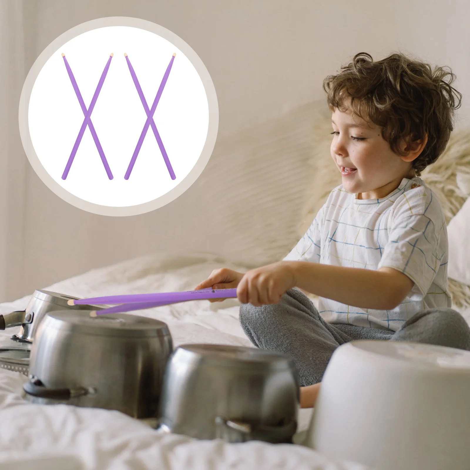 

4pcs Wood Drum Sticks Lightweight Non-Slip For Simple Drumstick Kids Beginners Purple Percussion Instrument Accessories