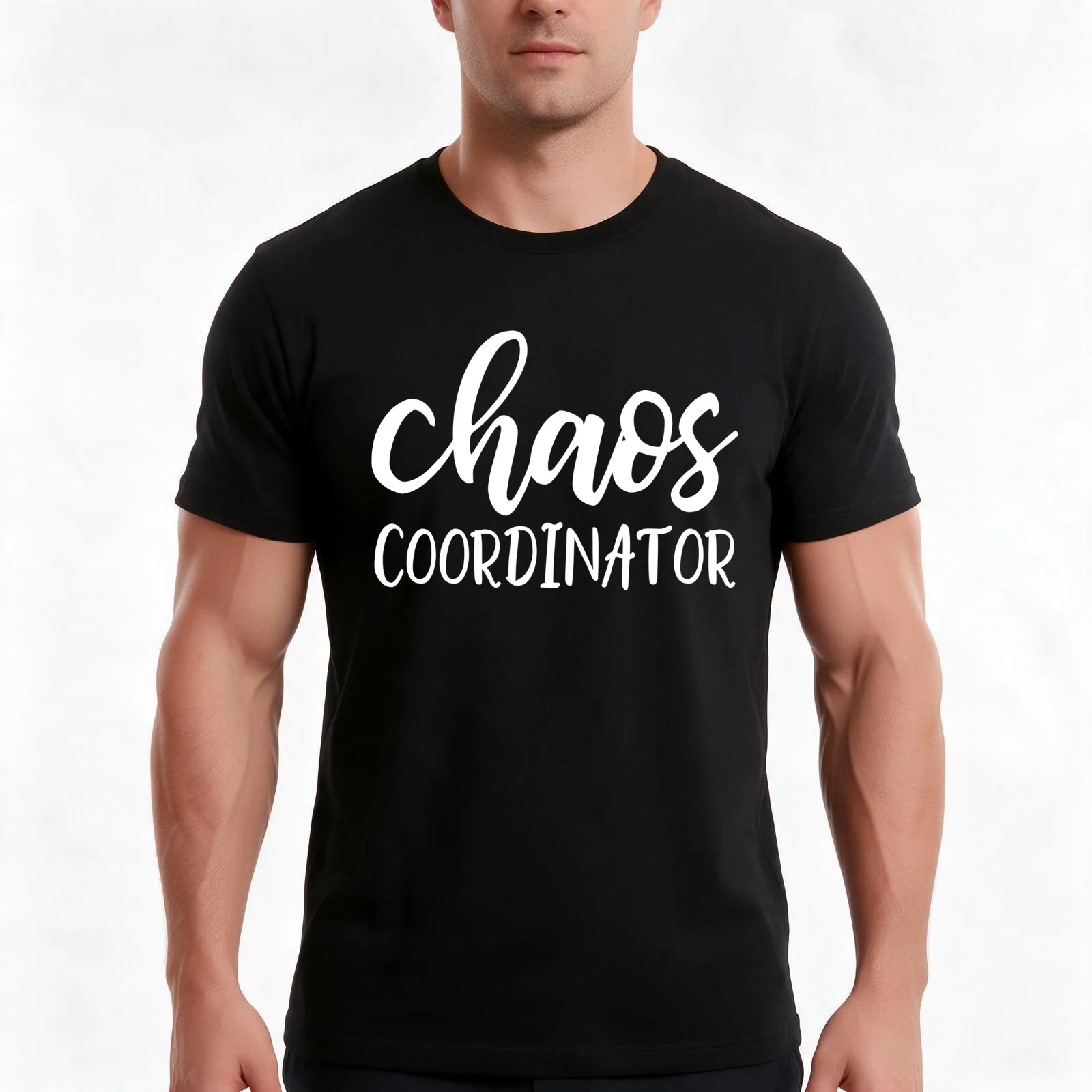 Chaos Coordinator T-Shirt, Summer Casual Cotton Tee, Oversized Streetwear Tops, Vintage Graphic Print, Loose Fit Short Sleeve
