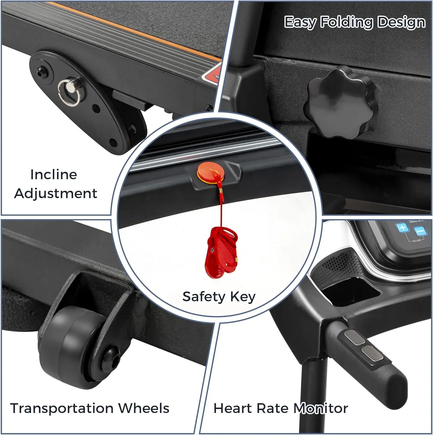 Skládací elektrický treadmill s naklonění 2.5HP energie šetření