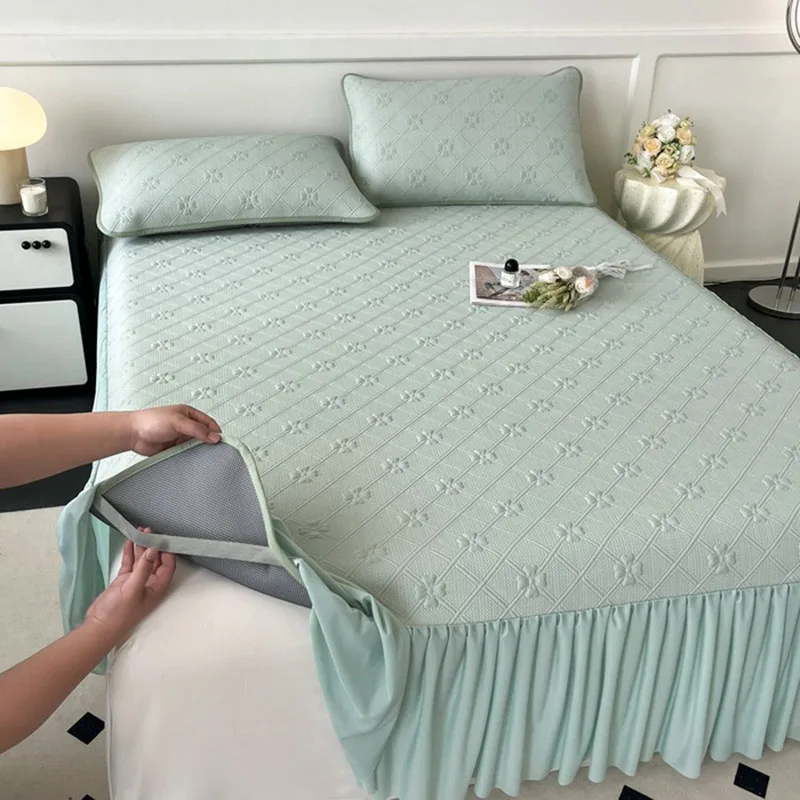 2025-new-ice-bean-15-letto-gonna-set-tre-pezzi-jacquard-lavato-materasso-pieghevole-zerbino-estate-durevole-pelle-amichevole-morbido-cuscino