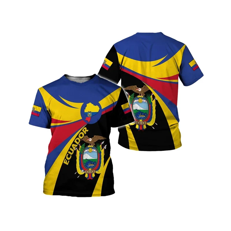 New personalized Ecuadorian T-shirt Casual flag 3D printed short sleeve top for men and women