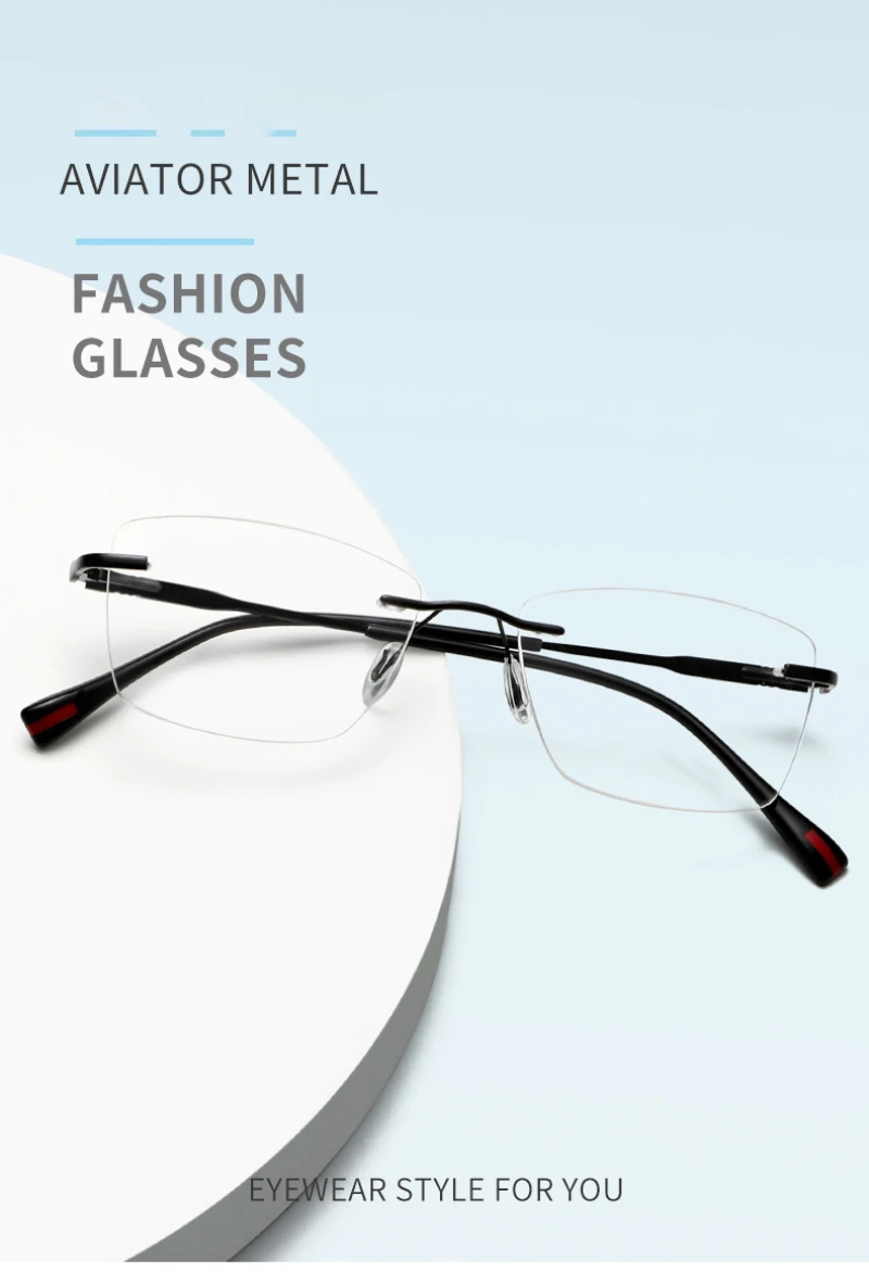 BEMORE Rimless Correction Eyeglasses With Prescription Men Women Unisex Alloy Photochromic Optical Glasses