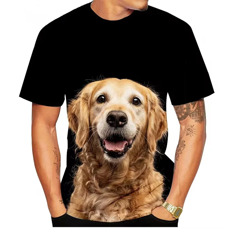 Estate 3D Stampa T-shirt Estate Uomo Donna Golden Retriever Manica corta Animale Oversize Harajuku Dog Tees Top Abbigliamento per bambini